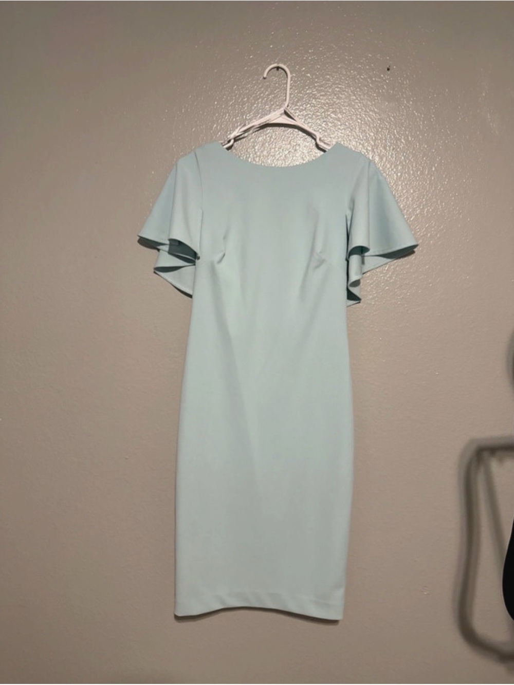 Elegant Light Blue Calvin Klein Flutter Sleeve Sheath Dress Size 4